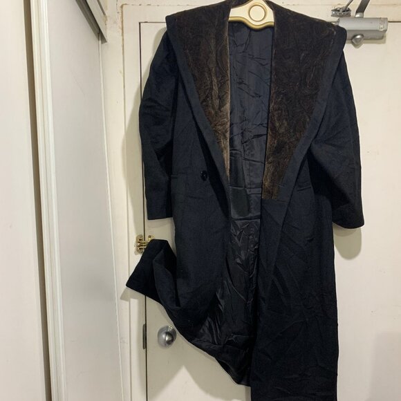 VINTAGE JONATHAN MICHAEL BIG COLLAR DOUBLE BREAST WOOL TRENCH COATS SIZE L - Picture 5 of 16